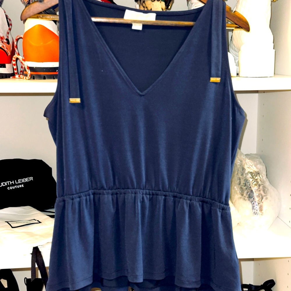 Michael Kors Tie-Shoulder Peolum Top